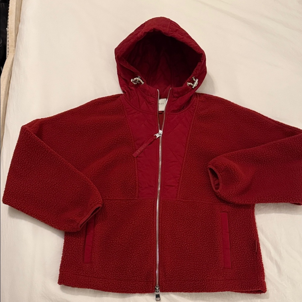 NWOT - never worn Varley Red Hooded Zip-Up fleece Jacket